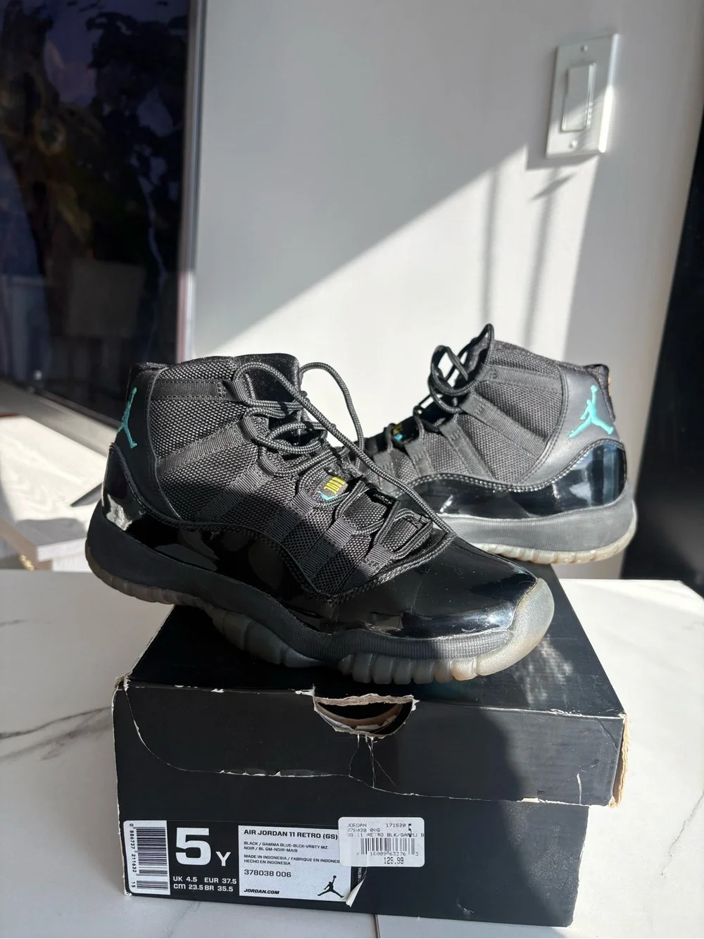 Jordan Black with Teal Jumpman Retro High-Top Sneakers